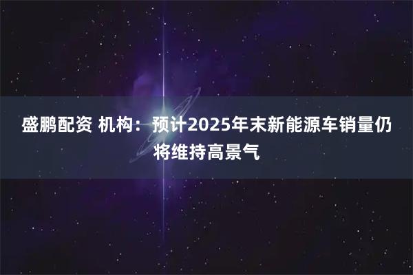 盛鹏配资 机构:预计2025年末新能源车销量仍将维持高景气