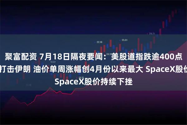 聚富配资 7月18日隔夜要闻:美股道指跌逾400点 美国再度打击伊朗 油价单周涨幅创4月份以来最大 SpaceX股价持续下挫